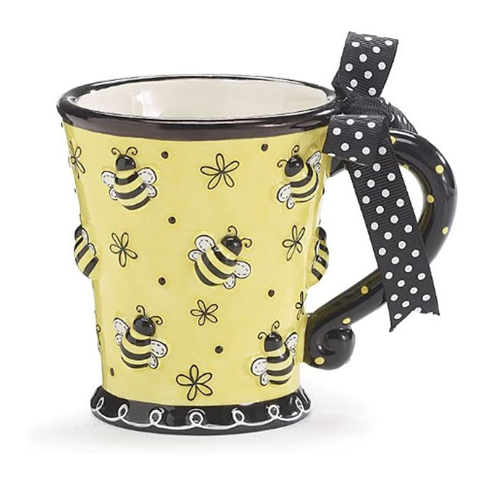 Embossed Unique Ceramic Bee Coffee Mug