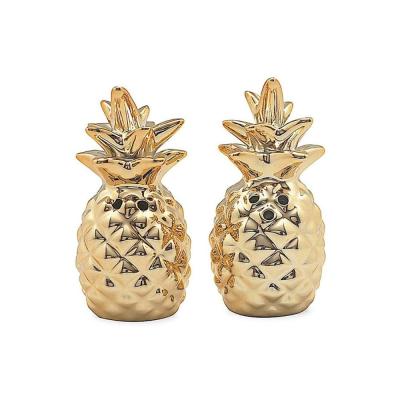 pineapple shape gold Ceramic Figurine and Novelty herb & spice tools Salt and sugar Pepper Shakers