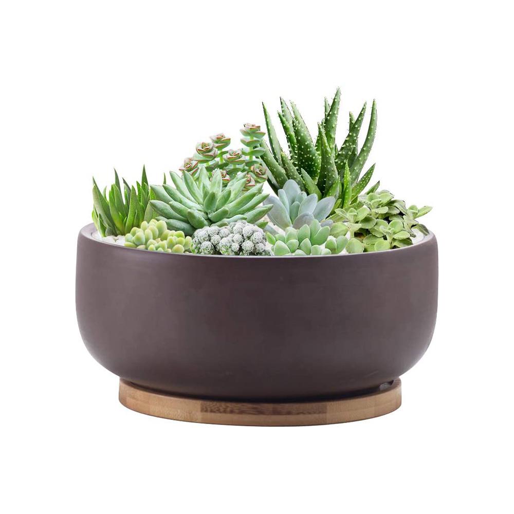 unique black terracotta bowl planter pot picture 1