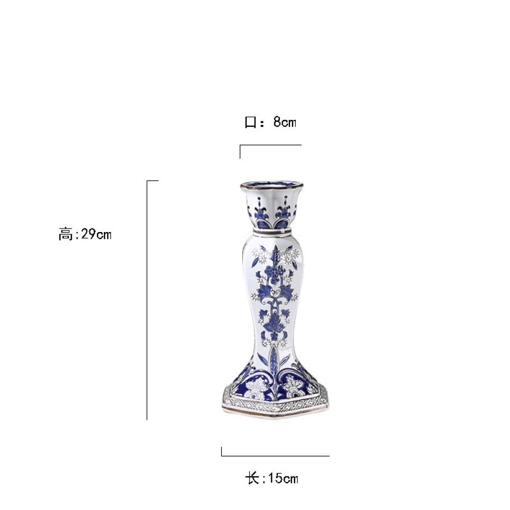 Blue and White Chinoiserie Porcelain Candle Holder  picture 2