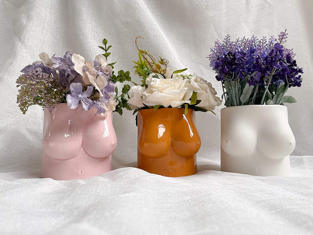 Female Boob Shaped Ceramic Planter Flower Pot