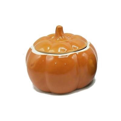 ceramic pumpkin shape cookie candy jar with lid thumbnail
