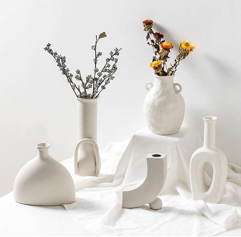 Modern unique donut shaped Ceramic bohemian Flower Vase picture 2
