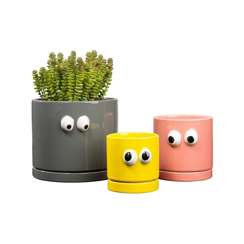 Round Emoji Modern Ceramic Planter Plant Flower Pot