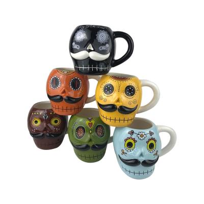 exotic cartoon ceramic coffee halloween skull coffee mug thumbnail