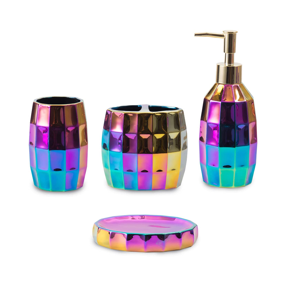 Electroplate Ceramic Colorful Bathroom Accessories Set