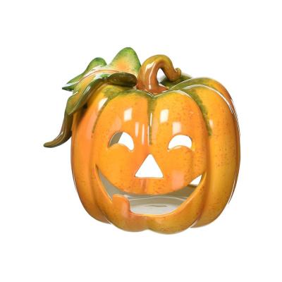 pumpkin shaped lantern halloween ceramic candle holders thumbnail