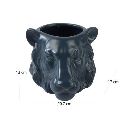 animal lion head ceramic planter plant pot picture 2