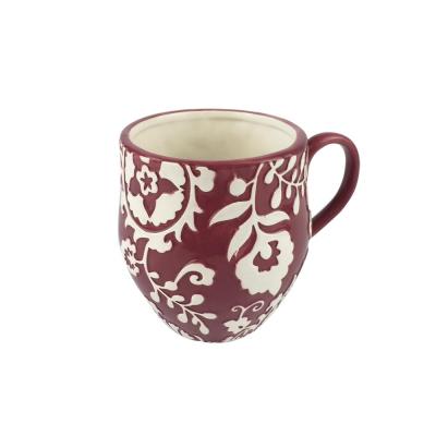 logo purple ceramic embossed stoneware coffee tea mug picture 2