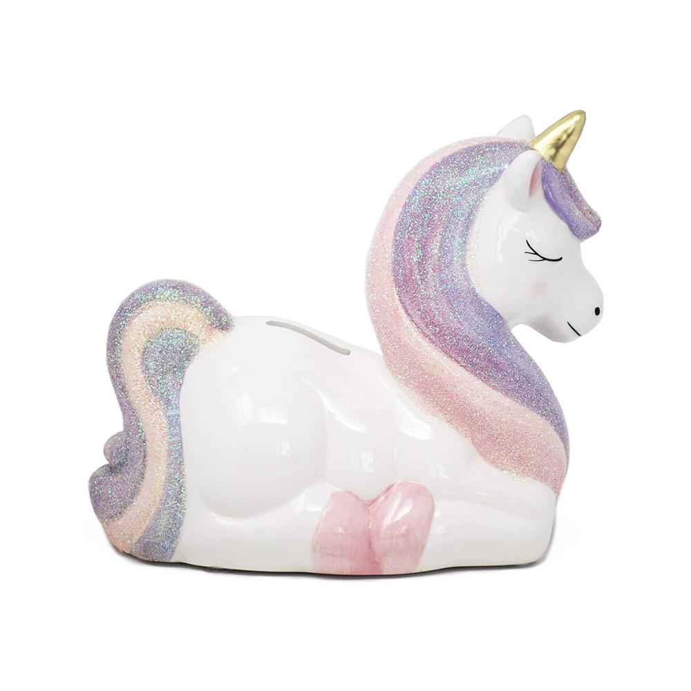 cheap large custom unicorn shaped porcelain ceramic saving money box piggy coin bank for girl boy kid children