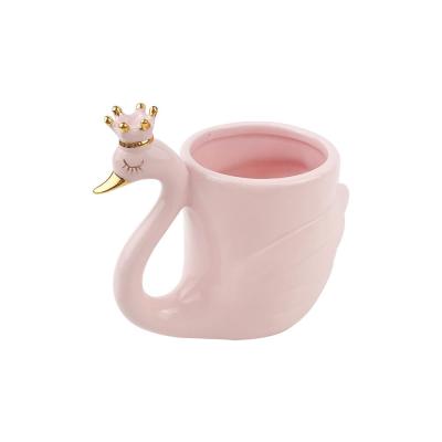 shape pink handmade novelty ceramic coffee swan mug picture 1