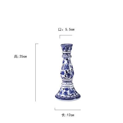 Blue and White Chinoiserie Porcelain Candle Holder  picture 4