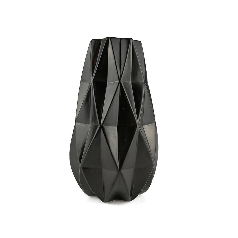 Cheap Small Black Geometric Ceramic Flower Vase