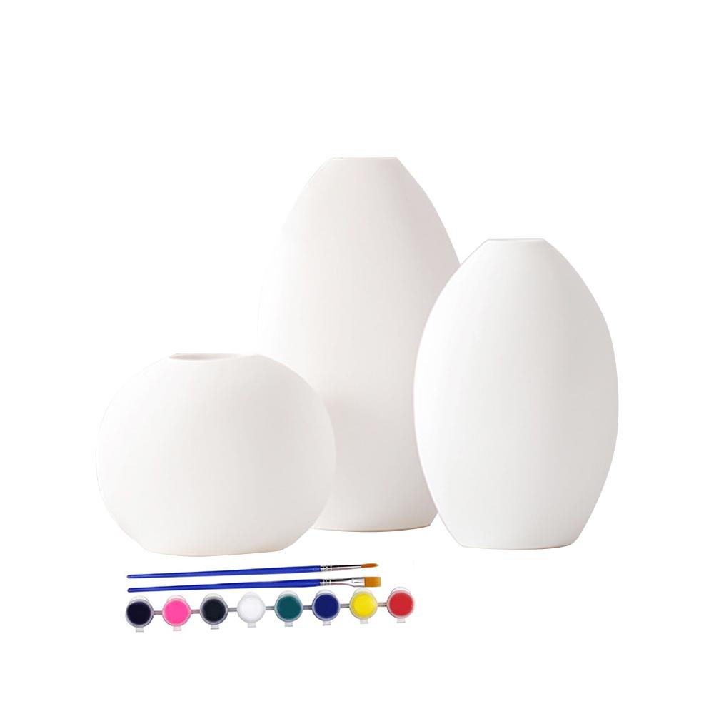 New Factory Custom unpainted diy bisque white cylinder scandinavian ceramic flower vase for home decor