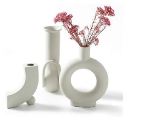 Kreisförmige, runde Blumenvase aus Keramik in Donutform