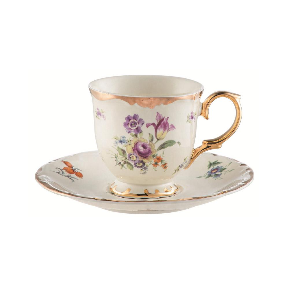 Gold Europe Porcelain Ceramic Tea Cup And Saucer