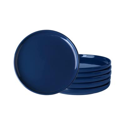 Dishwasher Safe Navy Blue ceramic Dinner Dish Plate thumbnail