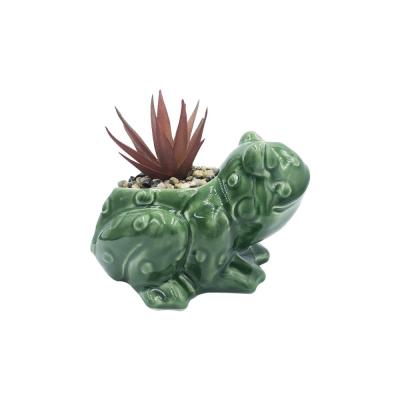 custom animal frog shaped office desktop ceramic planter thumbnail