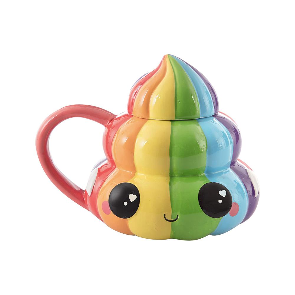 Funny Cute Swirl Emoji Ceramic Rainbow Coffee Mug