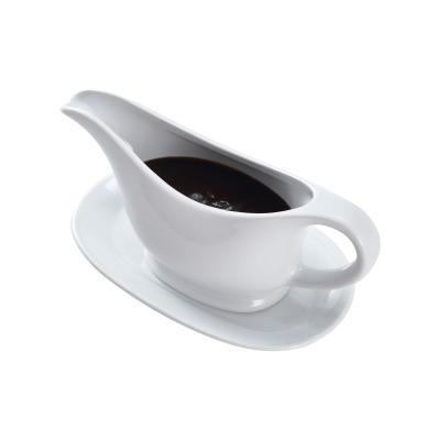 White Ceramic Gravy Boat With Tray picture 1