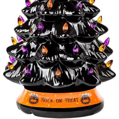 custom black ceramic halloween tree with led light picture 3