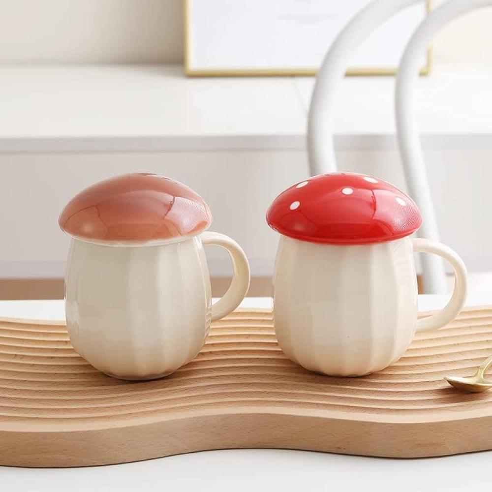 funny ceramic mushroom lidded coffee mug with lid picture 3