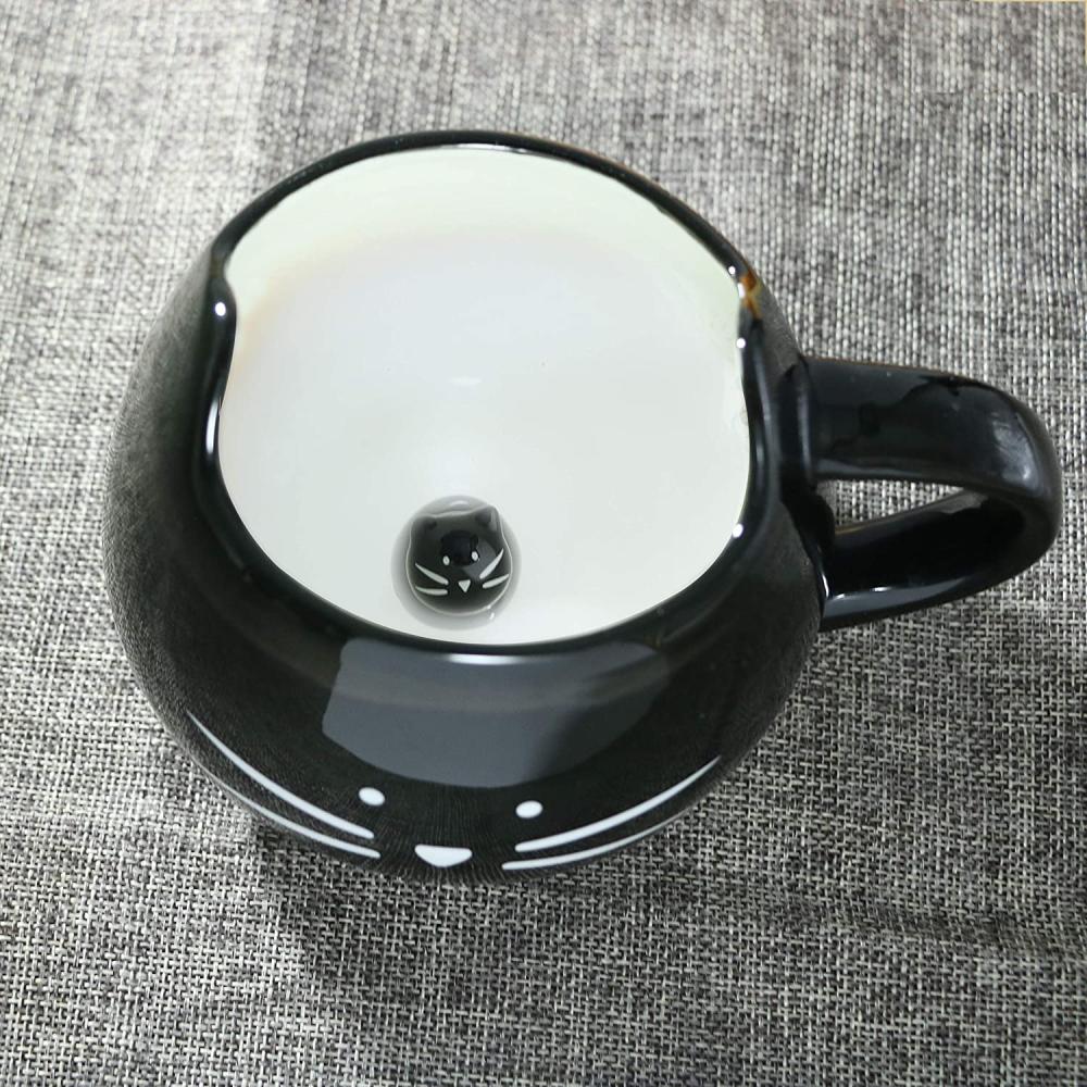 black ceramic cat dad mom coffee cup mug picture 2