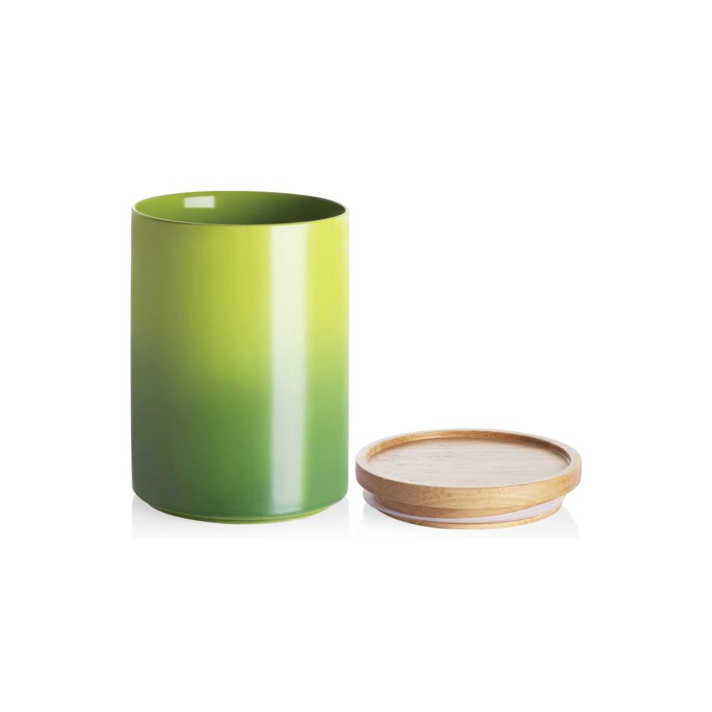 container ceramic canister with ceramic wood bamboo lid picture 4