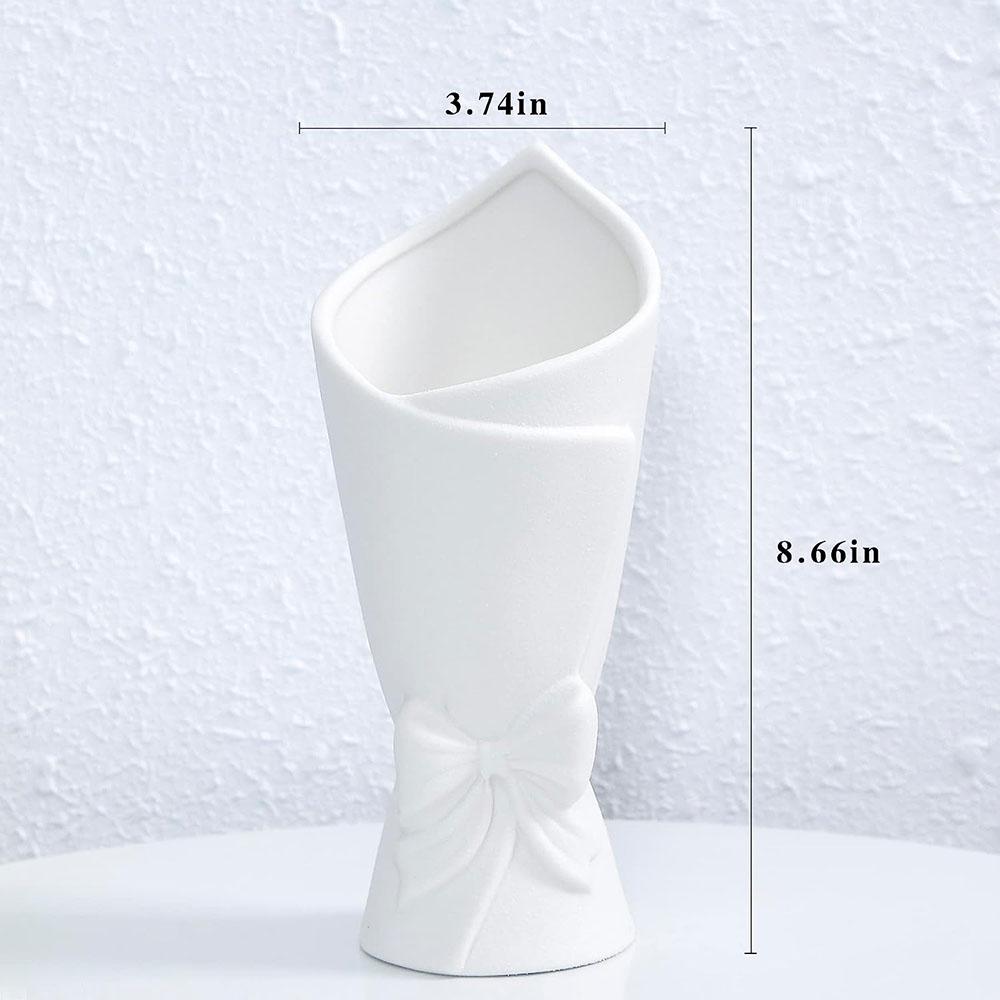 Matte White Bowknot Ceramic Vase picture 4