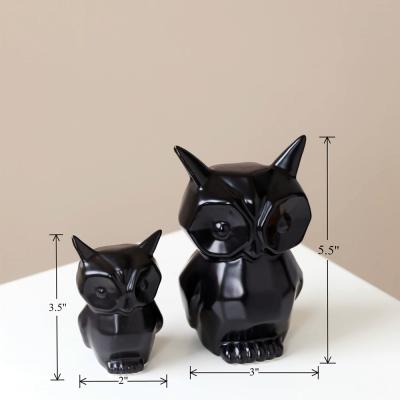 black white ceramic owl figurines statue picture 2