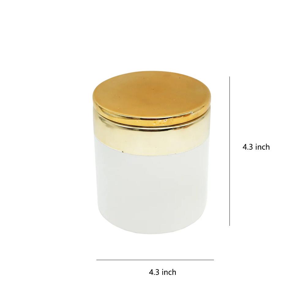Small Ceramic Storage Jar With Gold Lid picture 2