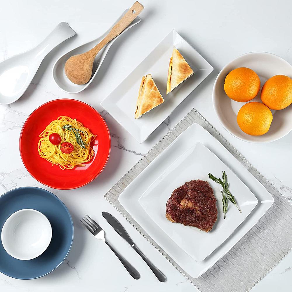 wholesale custom white square ceramic dinner plates picture 4