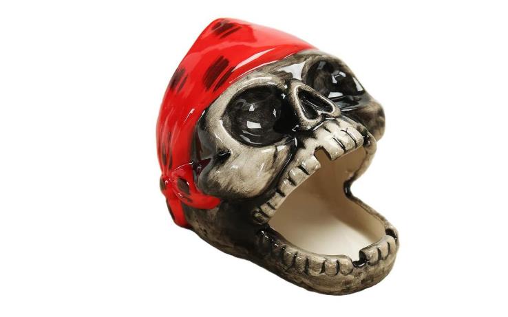 Skull Smoking Ceramic Cool Ash Tray Ashtray