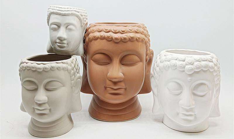 Ceramic Buddha Head Planter Plant Flower Pot