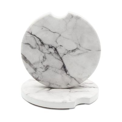 custom marble absorbent ceramic car cup holder coasters thumbnail