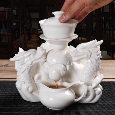 white traditional ceramic porcelain kung fu tea set picture 3
