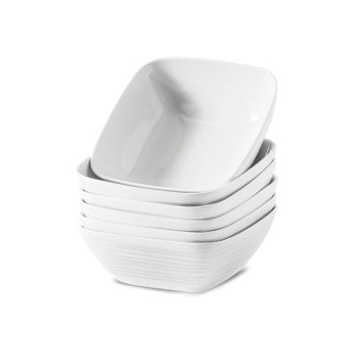 White Square Cube Ceramic Shallow Bowl thumbnail