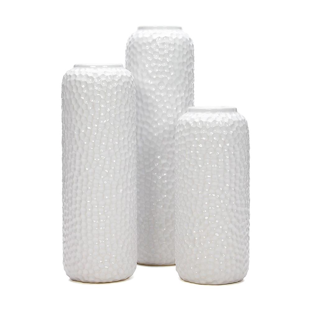 Set of 3 Ceramic Honeycomb hobnail Ceramic Vase