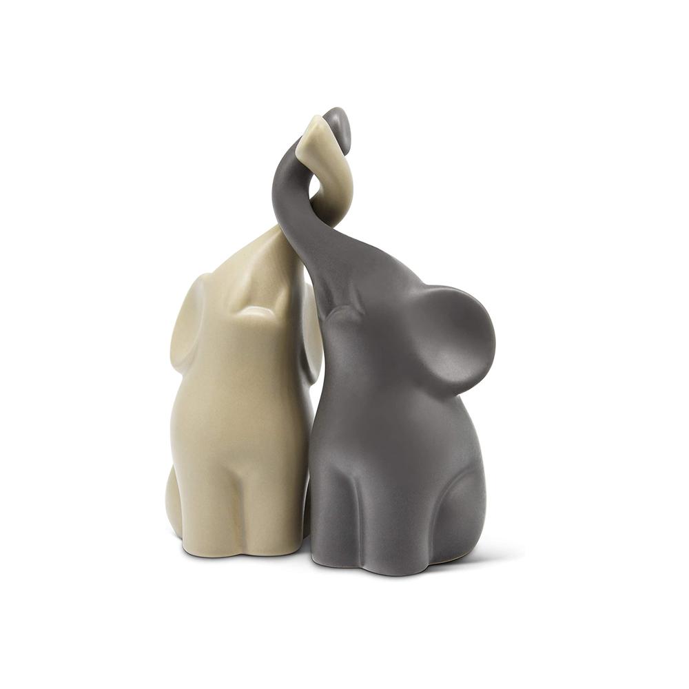 Valentine's Day White Ceramic Elephant Figurines Statue