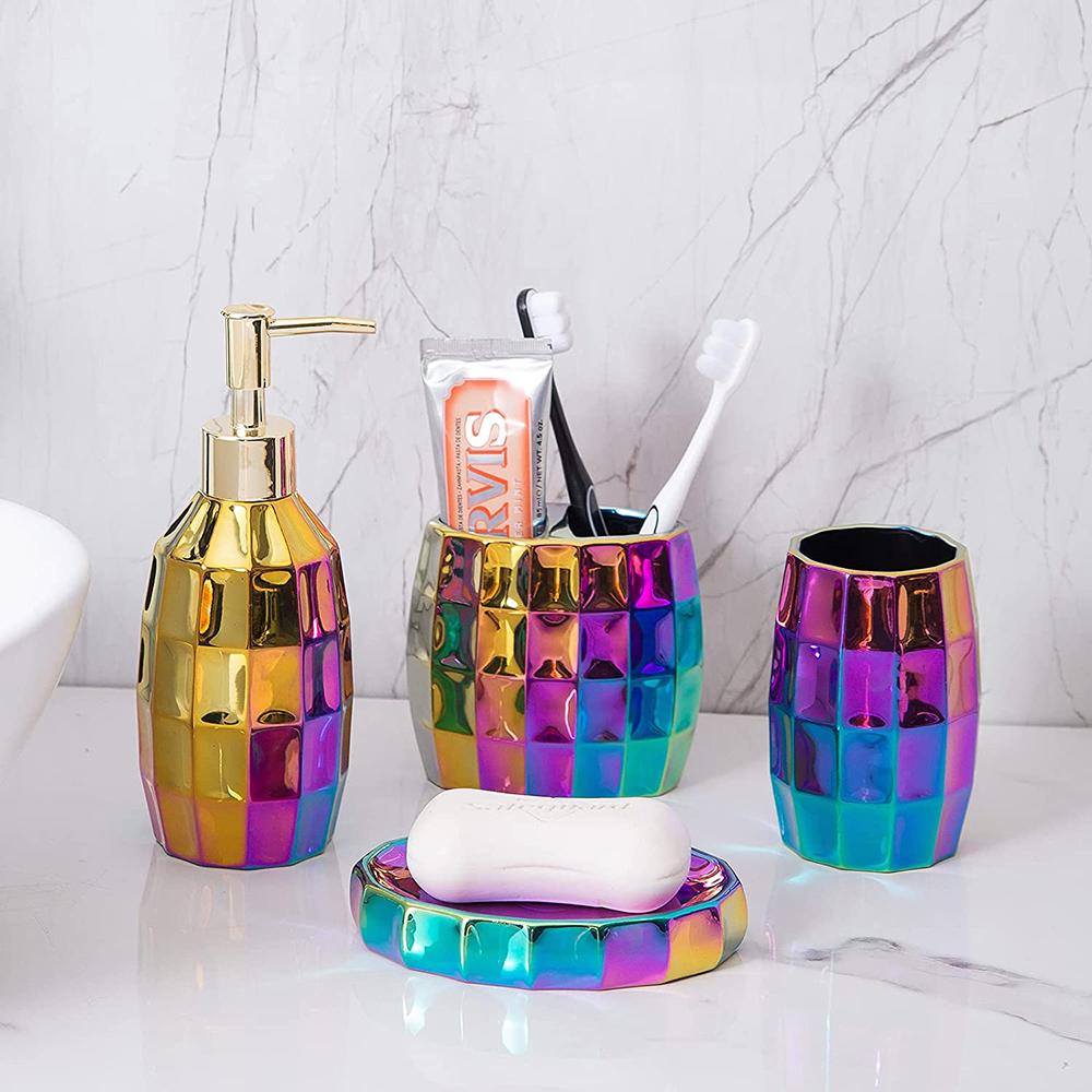 Soap Dispenser Mosaic Colorful rainbow bathroom accessories set picture 3