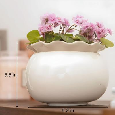 Violet Ceramic Double Wall Self Watering Planter Pot picture 2