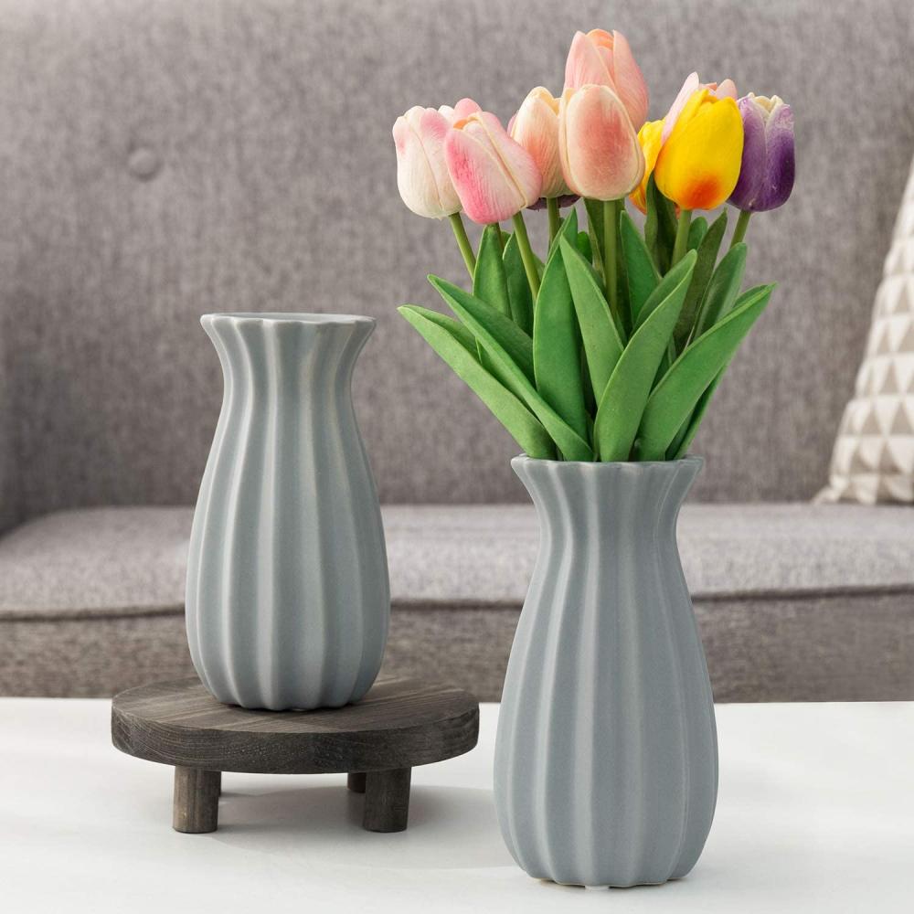 Ribbed Ceramic Flower Vases For Sale of flower picture 4