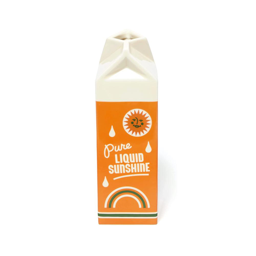 Decorative Orange Juice Milk Carton Ceramic Flower Vase picture 3