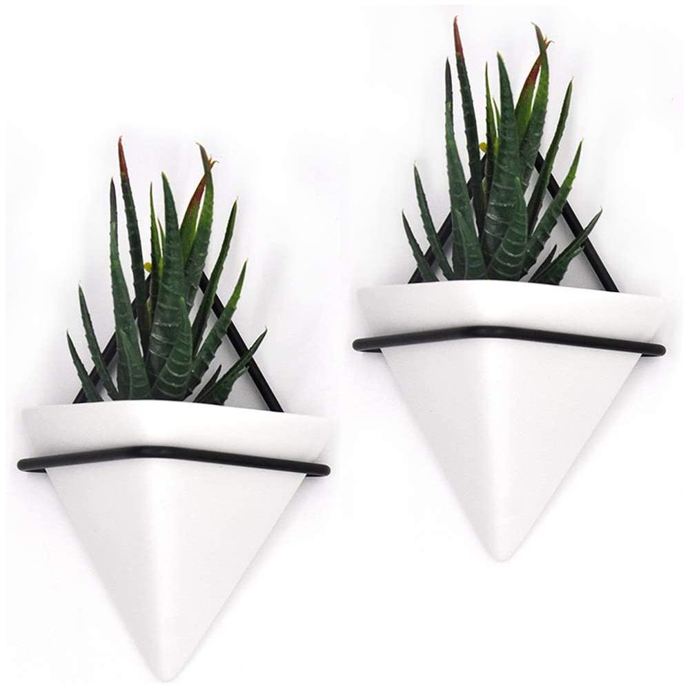 custom wall hanging ceramic triangle flower planter plant pot