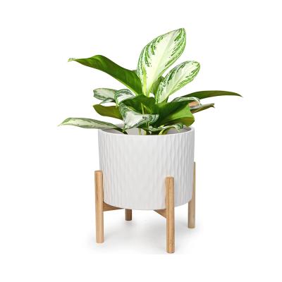 habitat ceramic planter plant pot with bamboo holder picture 1
