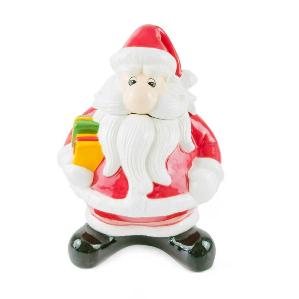 Christmas 3d Santa Gnome Ceramic Candy Cookie Jar