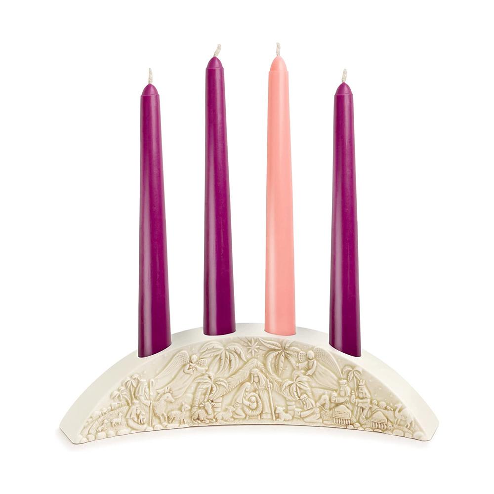 Nativity Ceramic Hanukkah Swedish Advent Candle Holder