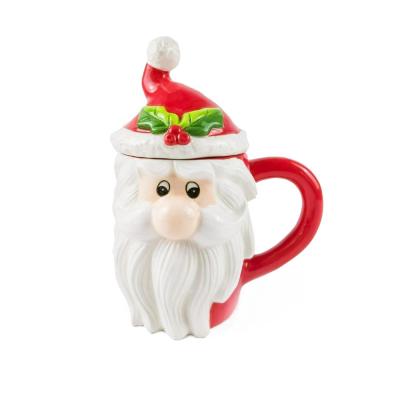 3d customizable kids vintage decorative merry christmas design ceramic dolomite porcelain father face coffee cups mug set