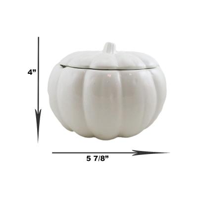 White Ceramic Halloween Pumpkin Soup Bowl With Lid picture 3