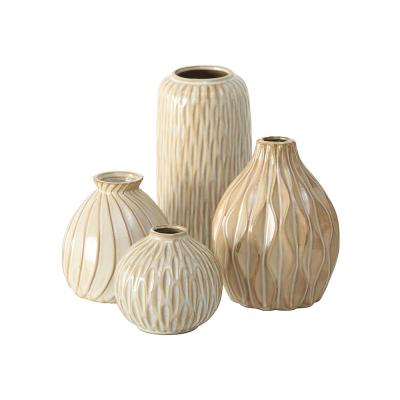 Ceramic stoneware mediterranean Scandi Vase set of 4 thumbnail